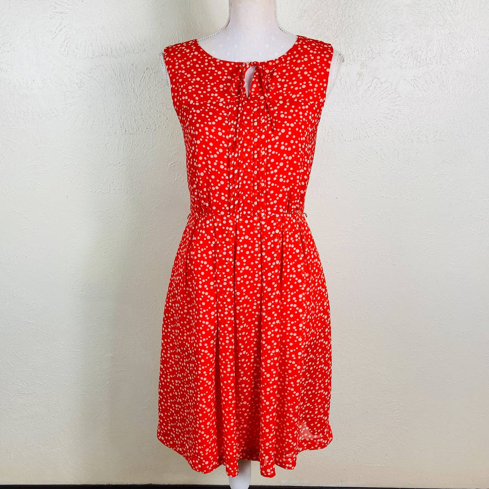 Karen Walker Sz 4 Hi There Prosecco Dress Red Orange Polka Dot